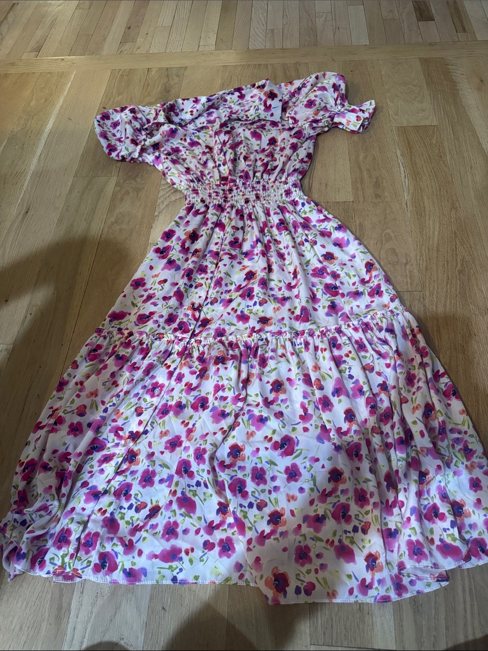 Misa Los Angeles Floral Dress in White, Pink, Purple